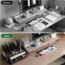 LEKETREE Desk Organizer, Office Organization with Vertical File Holder, File Organizer with Drawer and Pen Holder, Desk Accessories and Workspace Organizers for Home Office (Black)
