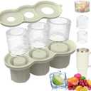 Ice Cube Trays for Stanley 40 oz Tumbler Cup, Silicone Ice Cube Mold with Lid and Bin,3pcs Ice Cube Trays for Freezer, Ice Drink, Juice, Whiskey, Coffee, Cocktails, Stanley Cup Accessories (White)