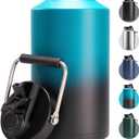 Fijinhom One Gallon Insulated Water Bottle for Travel: 2-in-1 Straw and Spout Lid, Keep Cold 24Hrs, Leakproof, 128oz Water Jug With Handle, Vacuum Stainless Steel for Sports, Hiking, Trip(Black&Blue)
