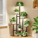 Corner Plant Stand with Grow Lights, 7 Tiered Plant Shelf Indoor, 43" Corner Plant Stands for Indoor Plants, Metal Plant Flower Display Shelves, Plant Organizer Rack for Living Room, Balcony, Home Decor (Round)