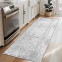 vivorug Runner Rug 2'x7' Vintage Washable Non-Slip Runners for Hallways Kitchen Entryway Laundry Room Carpet Hallway Runner Ivory/Silver
