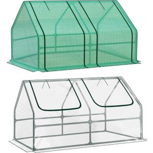 BPS 6x3x3 ft Mini Garden Greenhouse with Dual Covers (PE & PVC) Waterproof, UV-Protected Portable Grow Tent for Flowers, Vegetables, and Herbs in All Seasons