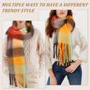 Womens Scarf Winter Big Colorful Checked Thick Warm Soft Scarves Casual Tassel Blanket Scarf
