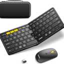 Foldable Keyboard and Mouse, Samsers KM08 Folding Bluetooth Keyboard Mouse Combo, 2.4G + BT5.0 x 2, Full-Size Portable Travel Keyboard & Rechargeable Wireless Mouse for iOS Android Windows Mac OS
