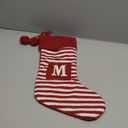 20 Inches Initial Christmas Stocking Monogram Striped Christmas Stocking red Green with White Embroidered Letter Christmas decorations-01-U-Red