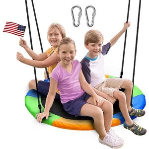 Juegoal 40 Inch Saucer Tree Swing, Large Rope Swing with Children Swing Platform Bonus Carabiner for Hanging Rope Outdoor