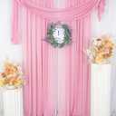 ShinyBeauty Pink Semi Sheer Curtains, 2 Panels, 84 Inch Length, Rod Pocket, Chiffon Backdrop Curtain Drapes for Living Room, Party Decoration
