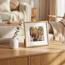 Memory Island 12x12 with 8x8 Photo Frames for Wall and Tabletop Display, 12 by 12 Gold Picture Frames with HD Plexiglass, Set of 15