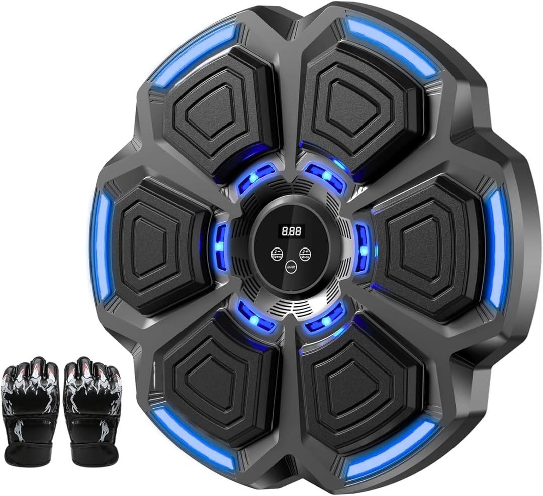 Music Boxing Machine, Smart Music Boxing Machine for Adults Kids, Bluetooth Wall Mount Boxing Trainer with LED Target Pad and Gloves, Boxing Workout Equipment for Home, Office, Gym (Upgrade)