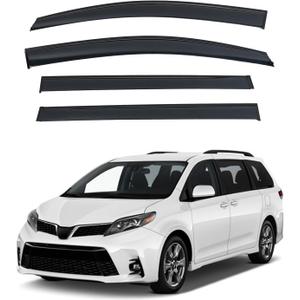4pcs JDM Smoke Tint Outside Mount Tape On/Clip On Style PVC Sun Rain Guard Vent Window Visors Compatible with 11-20 Sienna