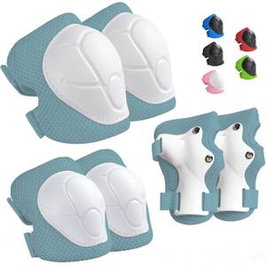 Kids Protective Gear Set Wemfg Knee Pads for Kids 3-8 Years Toddler Knee and Elbow Pads with Wrist Guards 3 in 1 for Skating Cycling Bike Rollerblading Scooter（LightBlue）
