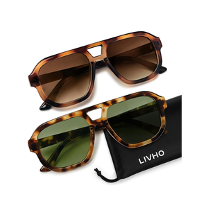 livho Trendy Polarized Square Aviator Sunglasses Women Men Square Eyewear Frame, Retro Sun Glasses for Women Men 2025 Shades