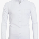 J.VER Mens Banded Collar Dress Shirts Long Sleeve Button Down Mandarin Collar Shirt Solid Stretch Shirt with Pocket S