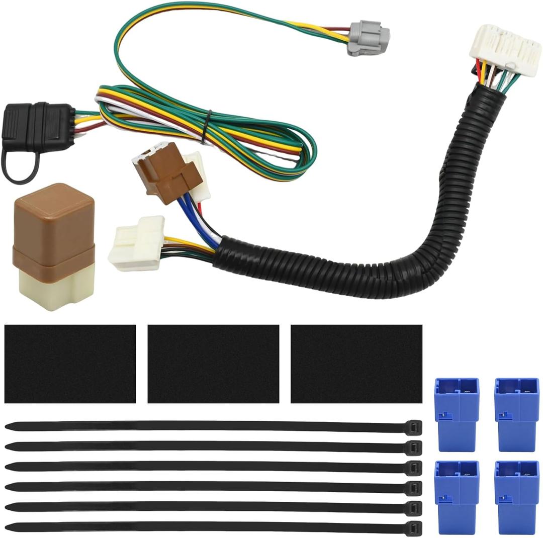 CX01088 4 Way Flat Trailer Wiring Harness Kit, Replacement for Nissan Pathfinder 2013-2020, Replacement for Infiniti QX60 2014-2020