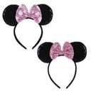 2 Pcs Red Mouse Ears Sequin Headbands,Shiny Bows Headbands, A Perfect Addition to Your Trip Essentials Accessories for Women Grils Princess Decoration Costume Cosplay