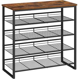 HOOBRO Shoe Rack, 5 Tier Shoe Organizer for Front Door Entrance, Shoe Shelf with Adjustable Tilt Angle, Holds 16-20 Pairs, for Entryway, Garage, Closet, Rustic Brown and Black BF08XJ01