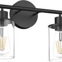 Aipsun Black Vanity Light 2 Lights Farmhouse Bathroom Lights Fixtures Over Mirror with Clear Glass Shade(Exclude Bulb) (14.6 inch)