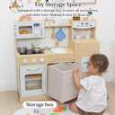 Wooden Play Kitchen for Kids Ages 3-6 with Storage Box & 17 Pcs, Toddler Kitchen Playset with Fridge,Ice Maker, Sink, Oven, Stove, Microwave, Educational Pretend Play Gift for Boys & Girls