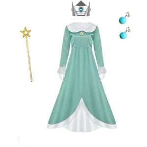 Princess Peach Dress Princess Peach Cosplay Costume with Crown Kids Skirt for Halloween Party, Kids 110