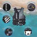 huraty Unisex Swim Vest, Adjustable Straps Swimming Vest, Youth Neoprene Vest for Outdoor Water Sports, Black, M
