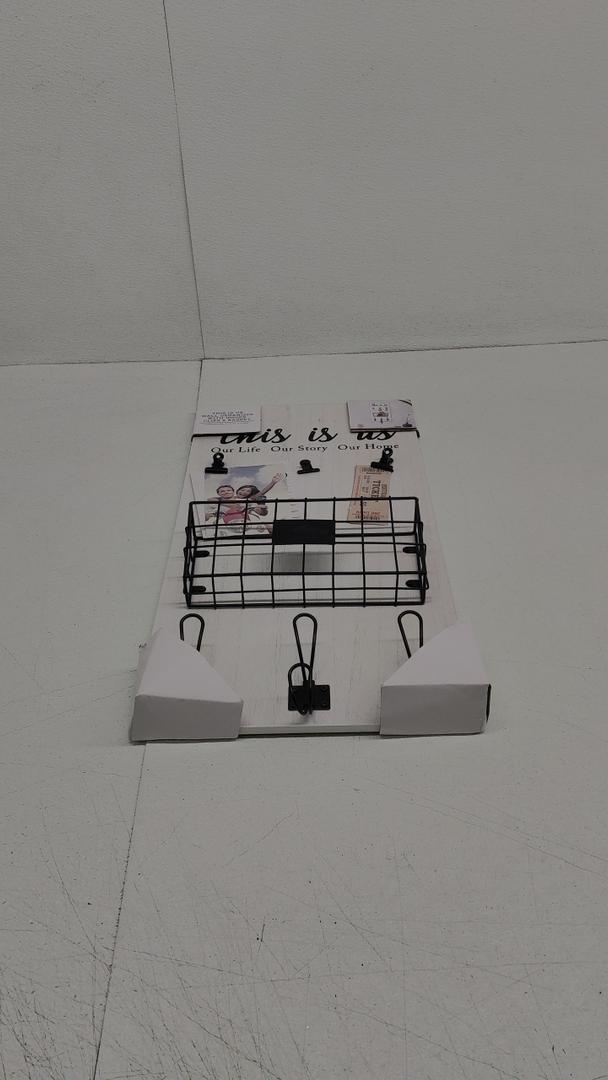 Wall Organizer with Hooks Clips Basket Size 12x24x2.32 in