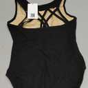 Phineein Girls Sleeveless Ballet Gymnastics Leotards - Kids Athletic Crisscross Back Dancewear Unitards (7-9 Years, Black)