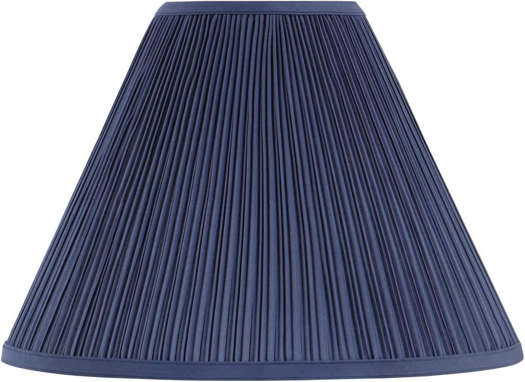 Aspen Creative 33170, Mushroom Pleated Traditional Dark Blue Spider Lamp Shade, 6-1/2" Top x 15" Bottom x 11" Slant