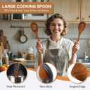 2 x Large Wooden Spoons for Cooking, 2Pack Natural Teak Wood Cooking Spoon Set, Non-Stick Slotted and Corner Spoon, Heat-Resistant Wooden Spatula Spoon for Serving and Mixing
