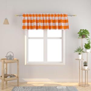 Window Curtain Valances 14 inches Long Living Room Bedroom Kitchen 1 Panel Buffalo Check Small Short Mini Valance Curtain Topper Rod Pocket Classic Country Farmhouse 90W"x14L" - Orange & White