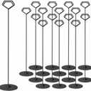 Urban Deco 16PK Table Number Holders 12 Inches Place Card Holder Metal Table Card Holders, Picture Holders For Tables, Card Holder Stand For Wedding Dcor - Black Sign Holder
