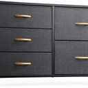 Nicehill Dresser for Bedroom with 5 Drawers, Storage Drawer Organizer, Wide Chest of Drawers for Closet, Clothes, Kids, Nursery, TV Stand with Storage Drawers, Wood Board, Fabric Drawers (Black Grey)