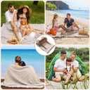 VitalCozy Waterproof Picnic Blankets 7171 inch Outdoor Blanket Foldable 2 in 1 Double Layer Sandproof Beach Mat with Carry Strap for Camping Lawn Park Beach Grass(Khaki)