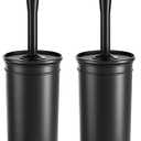 Toilet Brush and Holder 1 Pack, Toilet Bowl Brush with Extra Long Handle, Toilet Scrubber and Covered Holder, Toilet Brushes for Bathroom-Space Saving, Covered Brush, Durable, Deep Cleaning(Black)