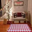Red and White Plaid Rug Christmas Outdoor Front Door Mat Cotton Hand-Woven Washable Rug for Layered Door Mats Carpet for Farmhouse, Porch, Entryway, Living Room(Red and White, 27.5"43.3")