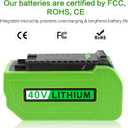 TREE.NB 6.0Ah 40V 29472 Lithium Battery Replacement for GreenWorks 40V G-MAX Li-ion Battery 29472 29462 2901319 Power Tools 24282 24252 21332 25322 20672 2101602 20312