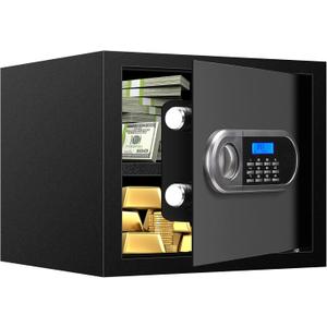 1.2 Cuft Home Safes Fire and Waterproof, Anti-Theft Fireproof Safe Box with Digital Keypad, Spare Keys and Removable Shelf, Personal Safe Box for Documents Money Firearm Valuables (2.0 Cubic Feet)