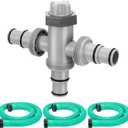 Dual Split Swimming Pool Hose Plunger Valve, 2 in 1 Hose Plunger Valve with 1.5" Diameter Pool Pump Replacement Hose for Above Ground Swimming Filter Pump(Green)