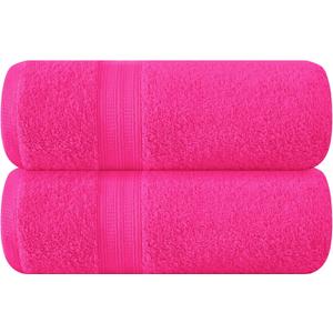 BOUTIQUO Cotton 2 Pack Oversized Bath Towel Set, Large Bath Towels 27x54, Ultra Soft, Absorbent, Compact, Quick Drying and Lightweight, Eco-Friendly and 100% Recyclable Towel Set - Hot Pink