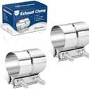 2.0 Inch Exhaust Clamp, Lap Joint Band Clamp 304 Stainless Steel for Pipes,Mufflers,Catalytic Converters - 2 Pack