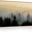 FWIEXA Misty Forest Wall Art Set Framed, Large Mountains Canvas Wall Decor, Green Nature Wall Painting, Foggy Tree Landscape Artwork 20x40 Inches for Living Room, Bedroom, Office, Gift