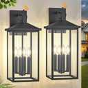 Tewei 22'' Large Dusk to Dawn Outdoor Porch Light Fixture, 2 Pack Modern Black Exterior House Lights, Waterproof Outdoor Wall Sconce Lanterns for Porch Sensor Lighting Wall Mount for Patio Garage