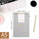 A5 Top Spiral Notebook Hardcover Journal 160 Pages 100 GSM Thick Paper With Elastic Band & Pen Holder Steno Pads College Ruled Writing Notebooks for Work School Travel Gray