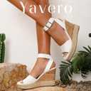 Yavero Women's Espadrille Wedge Sandals Ankle Strap Dressy Sandals | Open Toe,Cork,Platform Sandals,Summer Sandals Ideal for Vacations,Parties and Summer Outings (White), 9