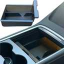 JVMA Center Console Organizer for Tesla Model Y 2024 2023 2022 2021 and Model 3 2021-2023 Accessories with Backlight Transparent Smooth Slide 3 Carbon Edition Upgrade