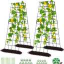 DoCred Cucumber Trellis, 59" High 2 Pack Foldable A Frame Trellis for Raised Bed Climbing Plants, Vegetables, Includes Plant Support Clips, Twist Ties, Plastic Ties- Made from PVC-Coated Steel