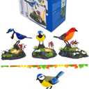 FELTECHELECTR 1pc Electric Singing Bird Toy Imitation Bird Voice Cage Ornament for Home and Garden Decor Random Style