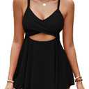 Edelqual Womens Tankini Swimsuits Two Piece Bathing Suits Tummy Control Swim Dress Skirt Swim Suits 2024 with Bottoms (Black, X-Large)