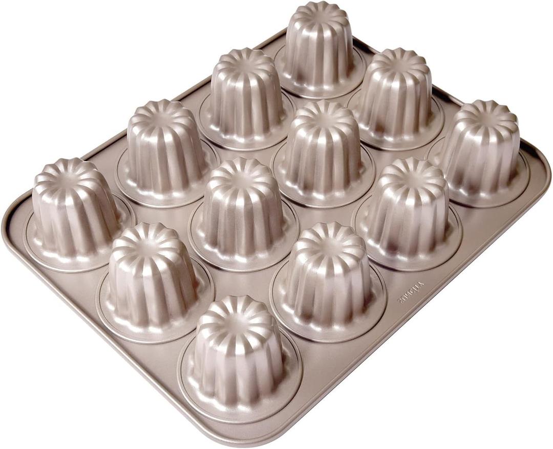 SUNCITY Non-Stick 12 Canele Mold Cake Pan for Canele Muffin Bakeware Cupcake Festive Banquet Desserts and Daily Cooking