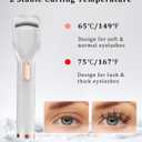 Heated Eyelash Curler Premium PRO - Fast Heat up in 8s - 24 Hours Long Lasting - Rechargeable Electric Eyelash Curler with Type-C, Innovative L Silicone, 2 Heat Modes, Anti-Burn Eyelid, White-HB