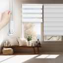 FOIRESOFT Standard Blackout Zebra Roller Blinds [Bonita, Pure White, W 47 x H 64inch] Dual Layer Privacy Shade, Room Darkening, Select 1x1 for Custom